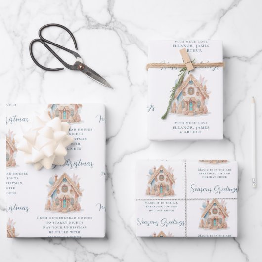 ボホギンガーブレッドハウス引用文名クリスマス ラッピングペーパーシート (正面)