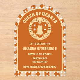 ボホクイーンオブハートバースデーパーティーアーチ アクリル招待状