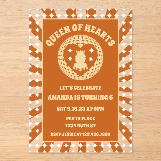 ボホクイーンオブハート誕生会 アクリル招待状 (正面)