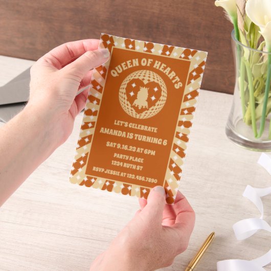 ボホクイーンオブハート誕生会 ベラム紙招待状 (ポータブル)