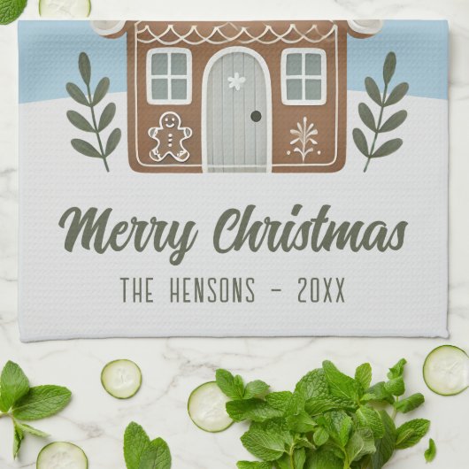 ボホクッキーハウススノーフレークスファミリー キッチンタオル (折り畳み)