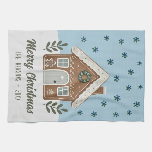 ボホクッキーハウススノーフレークスファミリー キッチンタオル (横)