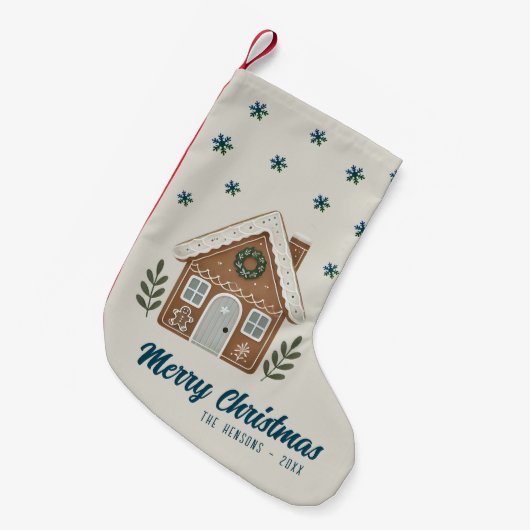 ボホクッキーハウススノーフレークスファミリー スモールクリスマスストッキング (正面 (吊り時))