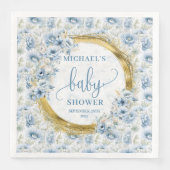 ボホクラシックパステル青い花金ゴールド赤ちゃんシャワー (正面)