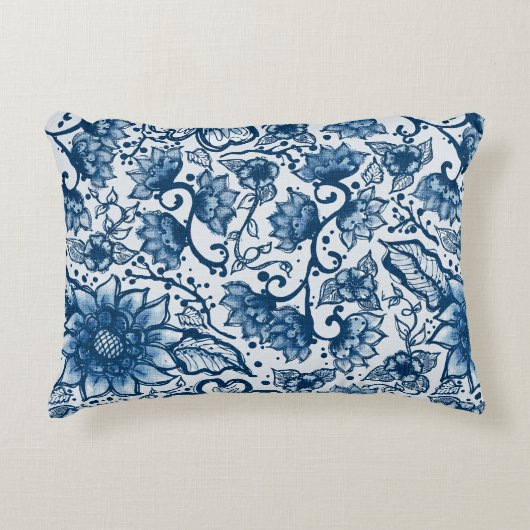 ボホクラシック花模様 |大きい繰り返し アクセントクッション (正面)