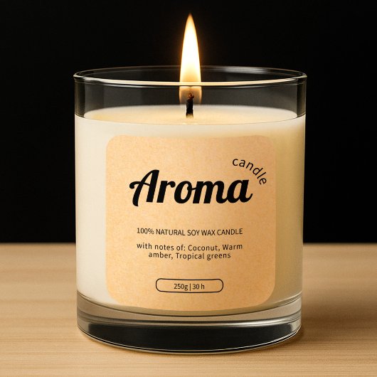 ボホクラフトベージュ紙キャンドルラベルシール スクエアシール