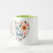 ボホクリスチャンハートモチーフのインスピレーションを高める ツートーンマグカップ (正面左)