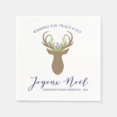 ボホクリスフランスのスマストナディアジョイノエルタイポグラフィ スタンダードカクテルナプキン (正面)