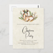 ボホクリスマスに敷設される水彩鹿パーティー ポストカード (正面/裏面)