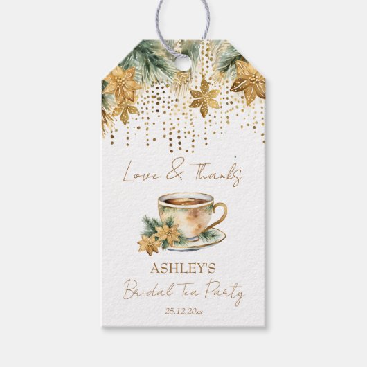 ボホクリスマスウィンターブライダルシャワーティーパーティーファボ ギフトタグ (正面)