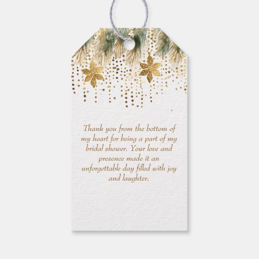 ボホクリスマスウィンターブライダルシャワーティーパーティーファボ ギフトタグ (裏面)