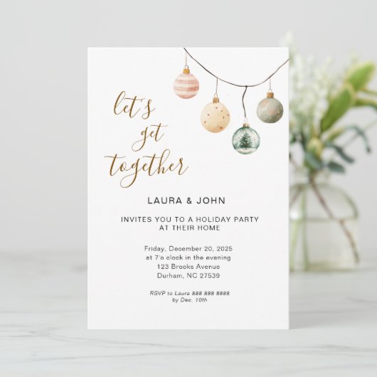 ボホクリスマスオーナメントホリデーパーティー招待状 案内状 (スタンド正面)