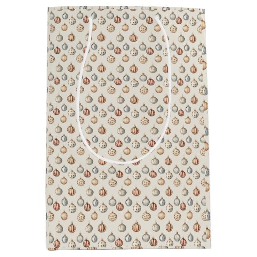 ボホクリスマスオーナメント暖かいヴィンテージ冬 ミディアムペーパーバッグ (正面)