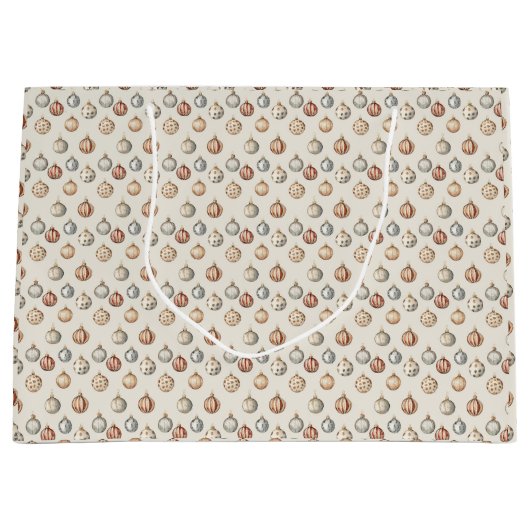 ボホクリスマスオーナメント暖かいヴィンテージ冬 ラージペーパーバッグ (正面)