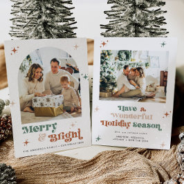 ボホクリスマスカード2フォトレトロホリデーメリー シーズンカード