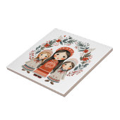 ボホクリスマスガールズスカンジナビアフォークアート タイル (側面)