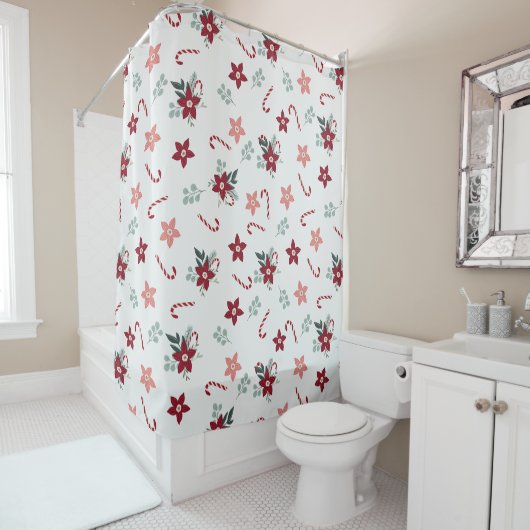 ボホクリスマススタイルフローラキャンディカン シャワーカーテン (インサイチュ)