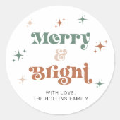 ボホクリスマスステッカーホリデーラベルレトロ ラウンドシール (正面)