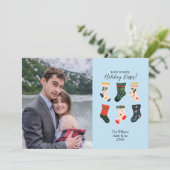 ボホクリスマスストッキングかわいいカスタムフォトホリデー シーズンカード (スタンド正面)