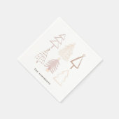 ボホクリスマスツリーズダスティピンクホリデー スタンダードカクテルナプキン (角)