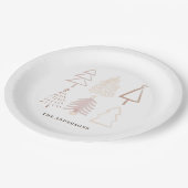 ボホクリスマスツリーズダスティピンクホリデー ペーパープレート (アングル)