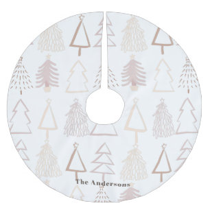 ボホクリスマスツリーパターンダスティピンクホリデー ブラッシュドポリエステルツリースカート