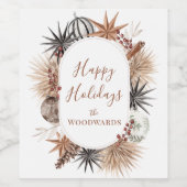 ボホクリスマスパーソナライズされた ワインラベル (シングルラベル)