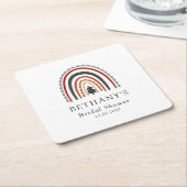 ボホクリスマスレインボーブライダルシャワー スクエアペーパーコースター (アングル)