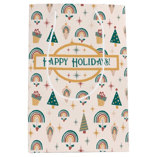 ボホクリスマスレインボー抱き枕 ミディアムペーパーバッグ (正面)