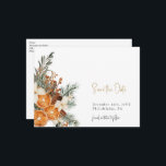 ボホクリスマス冬のSave the Date ポストカード<br><div class="desc">冬の花と緑のSave the Date ポストカード。当ショップでマッチするアイテムを探すか、コンタクトしてください。</div>