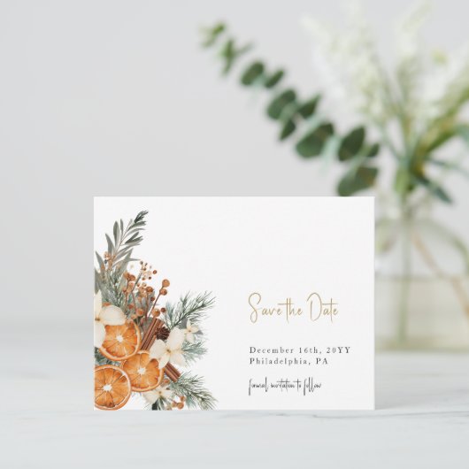 ボホクリスマス冬のSave the Date ポストカード (スタンド正面)