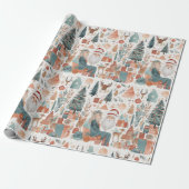 ボホクリスマモダンスホリデーコラージュ ラッピングペーパー (アンロールド)