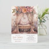 ボホクリブモダンドリームキャッチャー携帯ベビーシャワー 招待状 (スタンド正面)