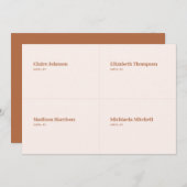 ボホクリームと焦げたオレンジの結婚式場カードDIY 招待状 (正面/裏面)