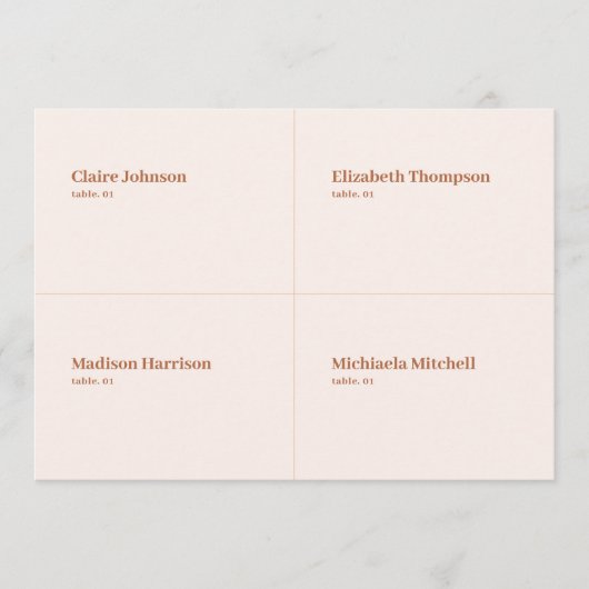 ボホクリームと焦げたオレンジの結婚式場カードDIY 招待状 (正面)