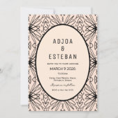 ボホクリームと黒トライバルパットン 招待状 (正面)