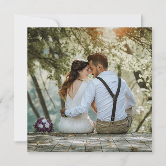 ボホクリームウォーターカラーワイルドフラワーフォト結婚ズ 招待状 (裏面)