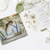 ボホクリームウォーターカラーワイルドフラワーフォト結婚ズ 招待状