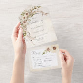 ボホクリームデイジー&ドライグラスディナー オールインワン招待状 (貼ってはがせる)