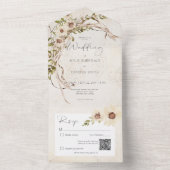 ボホクリームデイジー&ドライグラスQRコード オールインワン招待状 (内側)