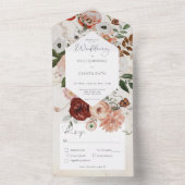 ボホクリームバーガンディ秋フローラディナー オールインワン招待状 (内側)