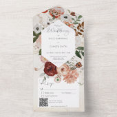 ボホクリームバーガンディ秋フローラQRコード オールインワン招待状 (内側)