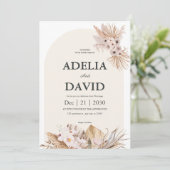 ボホクリームパンパス結婚式招待状 招待状 (スタンド正面)
