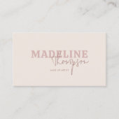 ボホクリームピンクタイポグラフィスクリプト 名刺 (正面)