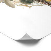 ボホクリームベージュイエローフローラ花植物学 ポスター (角)