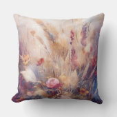 ボホクリームレッドピンクフローラ羽毛 クッション (正面)