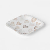 ボホクリーム予測できなベージュハートパターン ペーパープレート (傾斜あり)