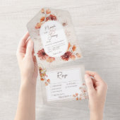 ボホクリー動揺してム秋フローラスリーディナー オールインワン招待状 (貼ってはがせる)