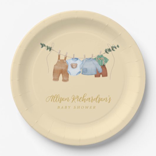 ボホクロザライン少年パステルイエロー紙プレート ペーパープレート (正面)