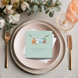 ボホクロザライン少年パステルグリーンペーパーナプキン スタンダードカクテルナプキン